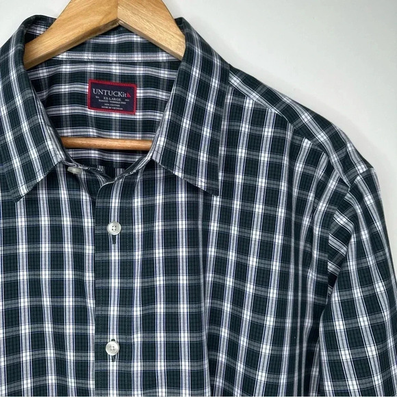UNTUCKit Green Plaid Slim Fit Wrinkle Free Button Down Shirt Size 2XL - Picture 1 of 7